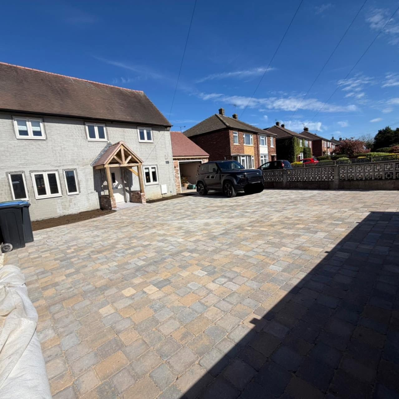 Block paved driveway to semi-detached house